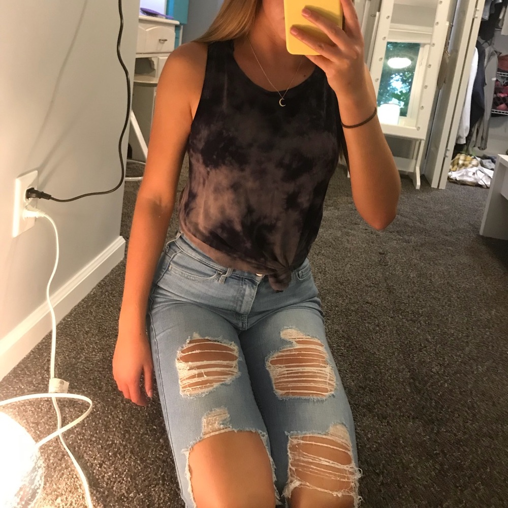 American eagle black tie dye tank